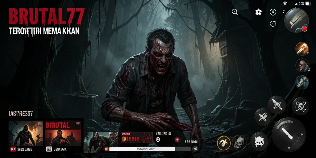 Tampilan gameplay BRUTAL77 yang mencekam dan menyeramkan.