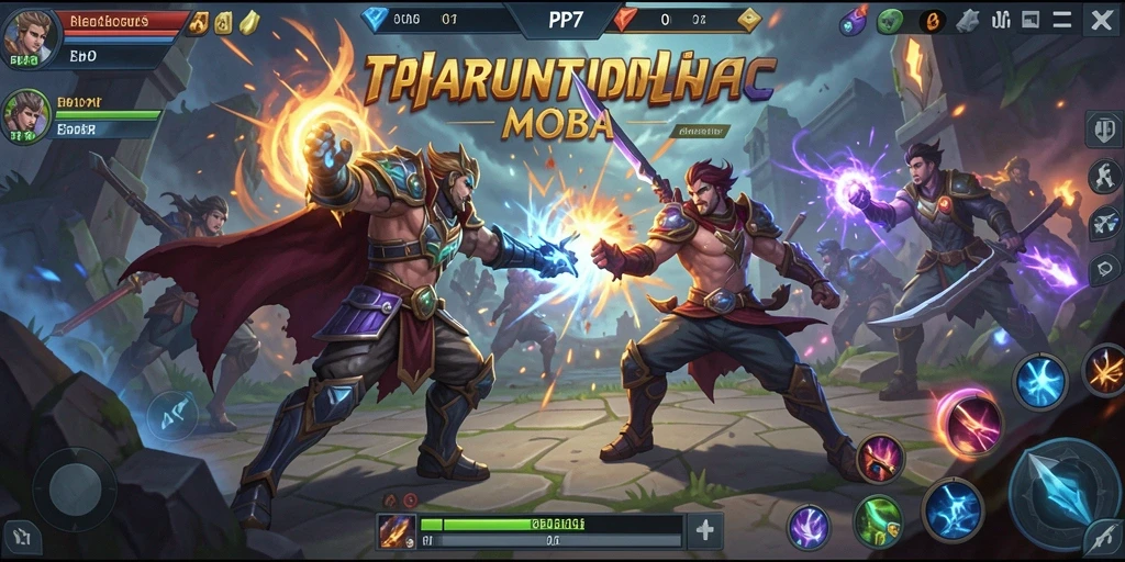 Tangkapan layar gameplay PP7 yang menampilkan pertarungan seru dalam arena MOBA.