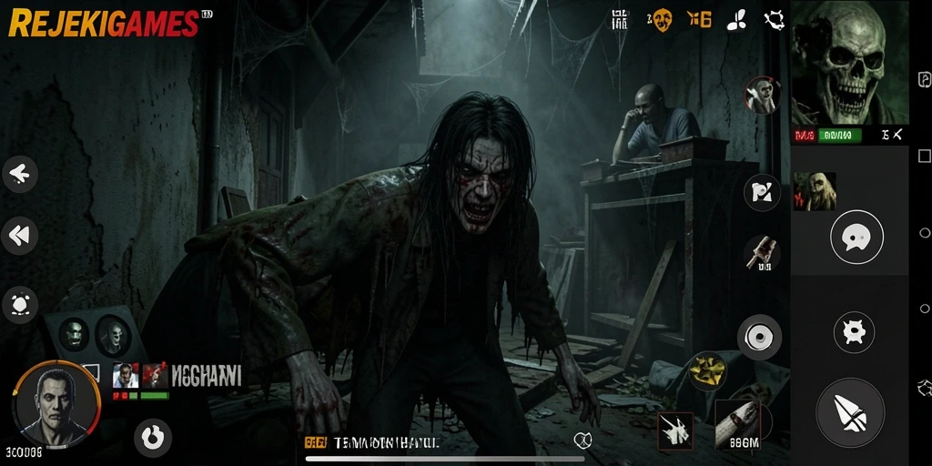 Tampilan gameplay mencekam di dunia horror REJEKIGAMES.